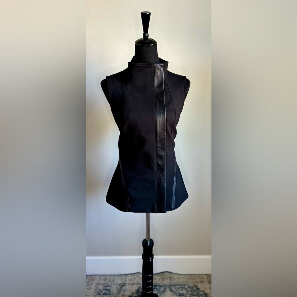 DANIER Black Architectura Italian Leather Trim Vest Size S